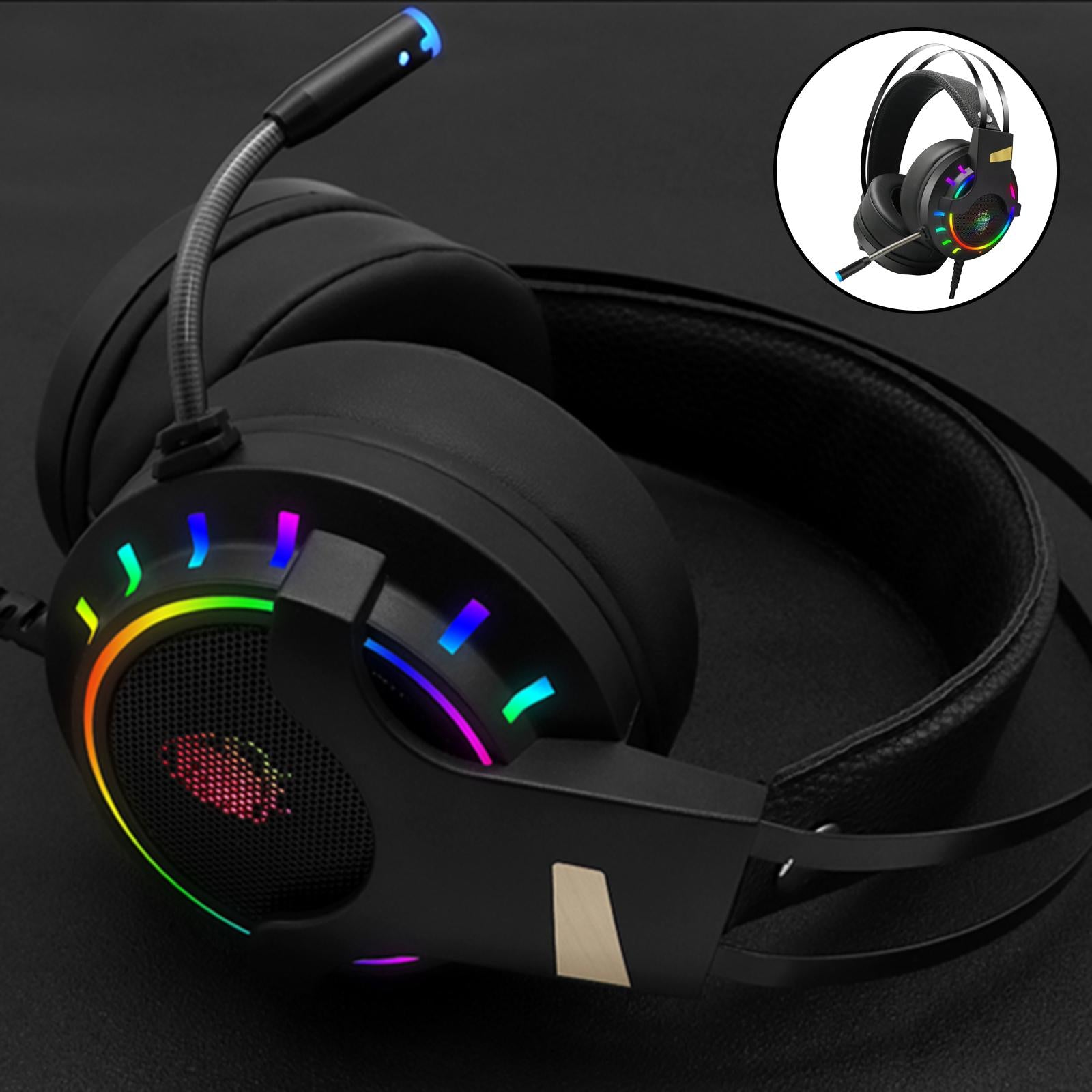 K3 7.1 Channel Gaming Headset Headphone for Music RGB Light Backlit with Mic