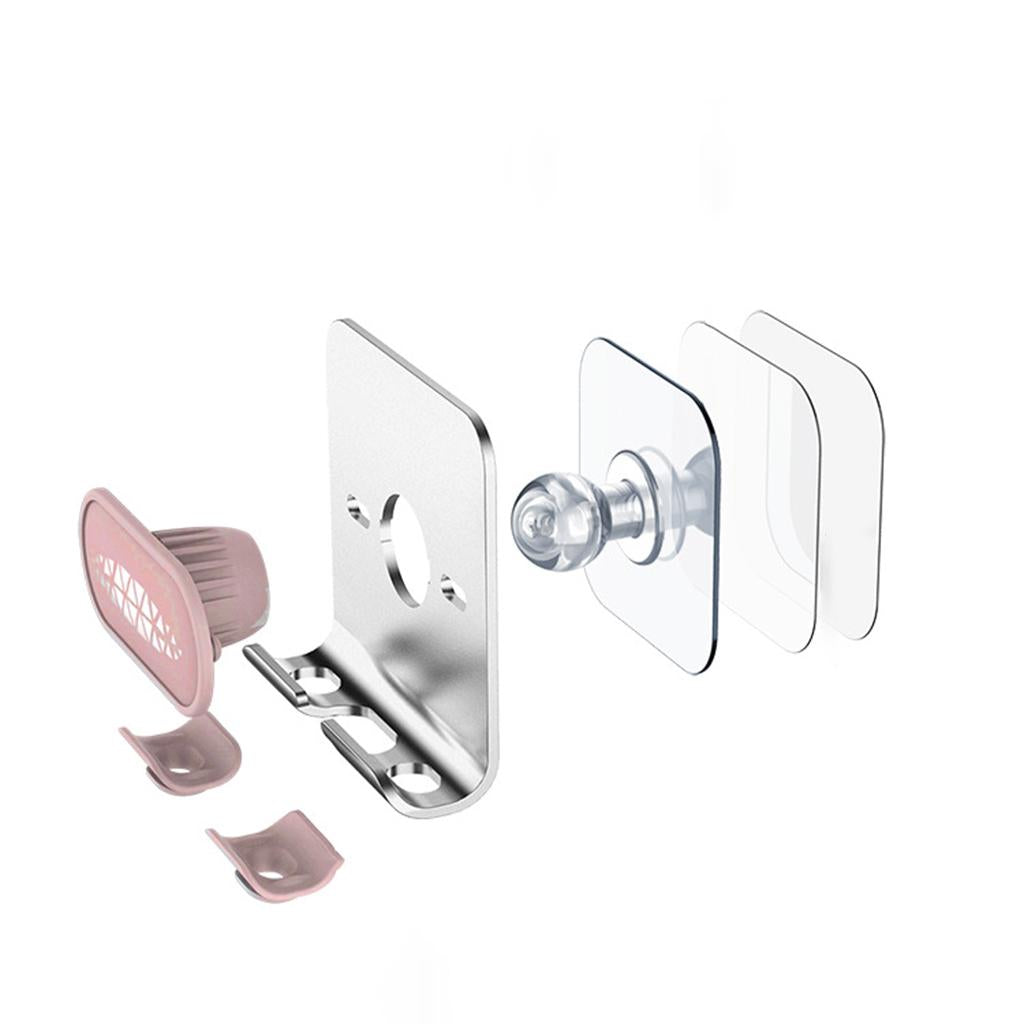 Shower Wall Phone Holder Hands Free Bathroom Kitchen Office Glass Mirrors pink silver back