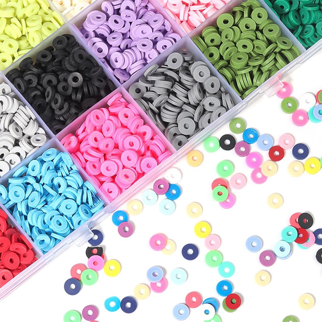 5848 Pcs 6mm Clay Heishi Beads Flat Round Polymer Clay Beads Jewelry Marking