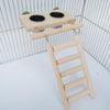 Bird Parrots Playground Wood Ladder Perch with Feeder Cups for Gym Toys