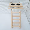 Bird Parrots Playground Wood Ladder Perch with Feeder Cups for Gym Toys