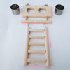 Bird Parrots Playground Wood Ladder Perch with Feeder Cups for Gym Toys