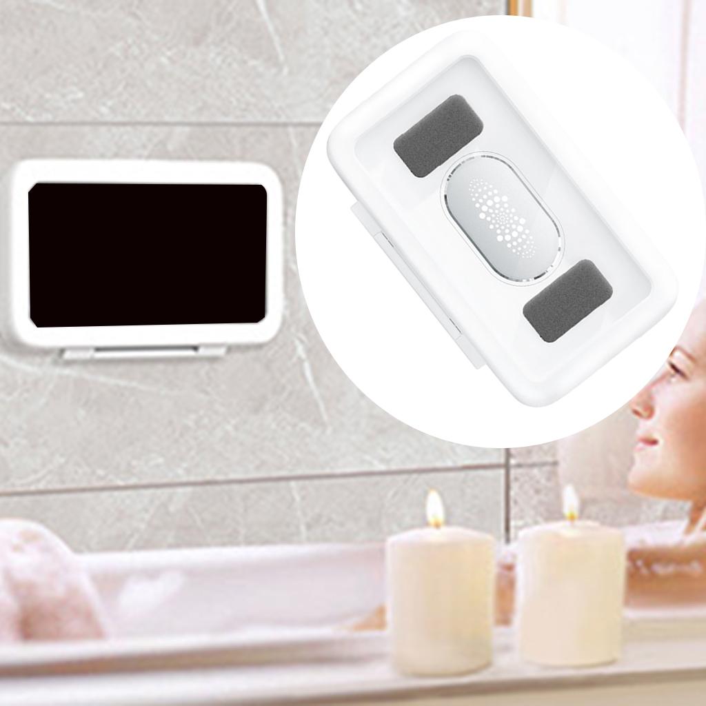 Waterproof Wall Mount Shower Phone Holder Bathroom Phone Storage Case White