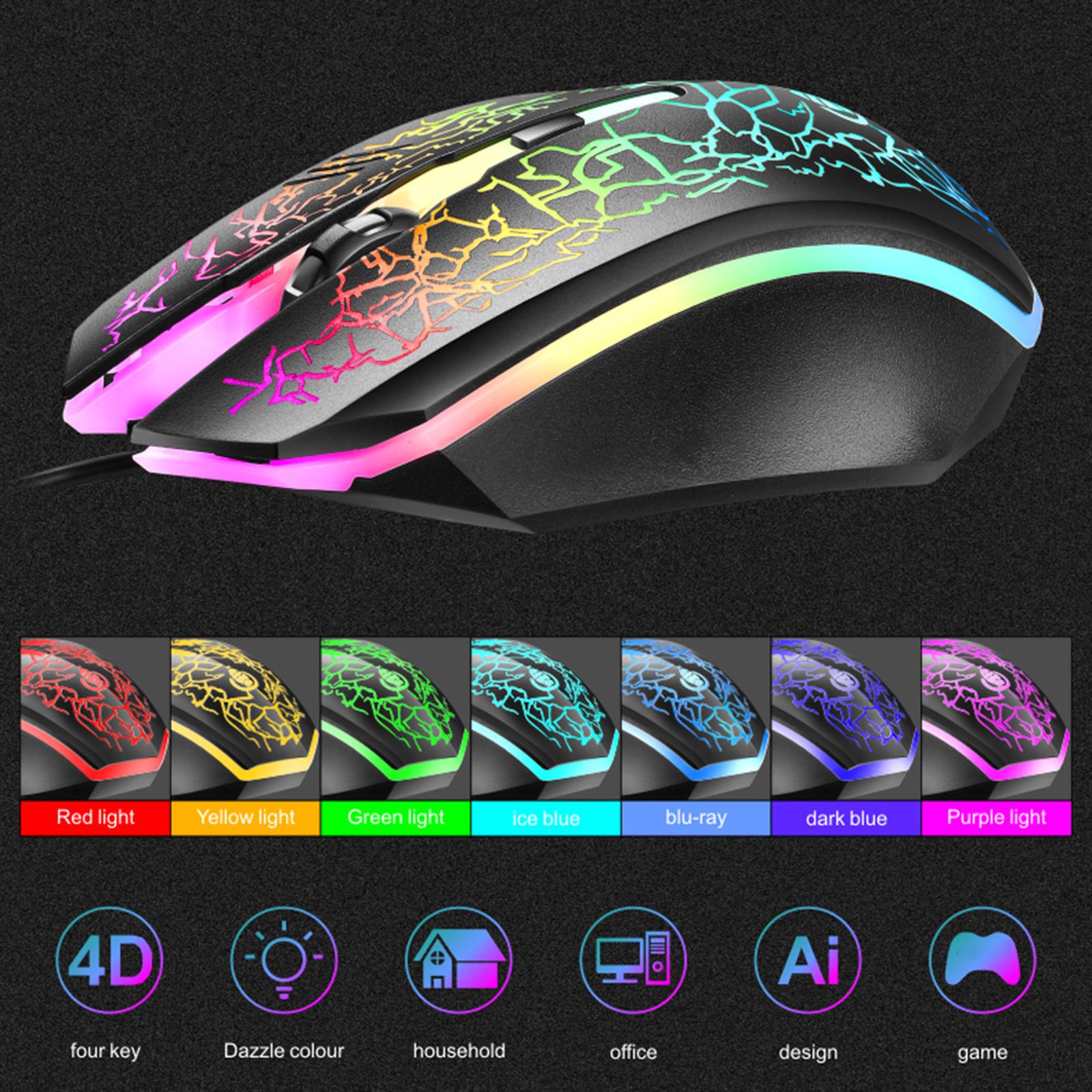 LED Gaming Keyboard and Mouse Combo RGB Hot Key Bottons Ergonomic USB for PC