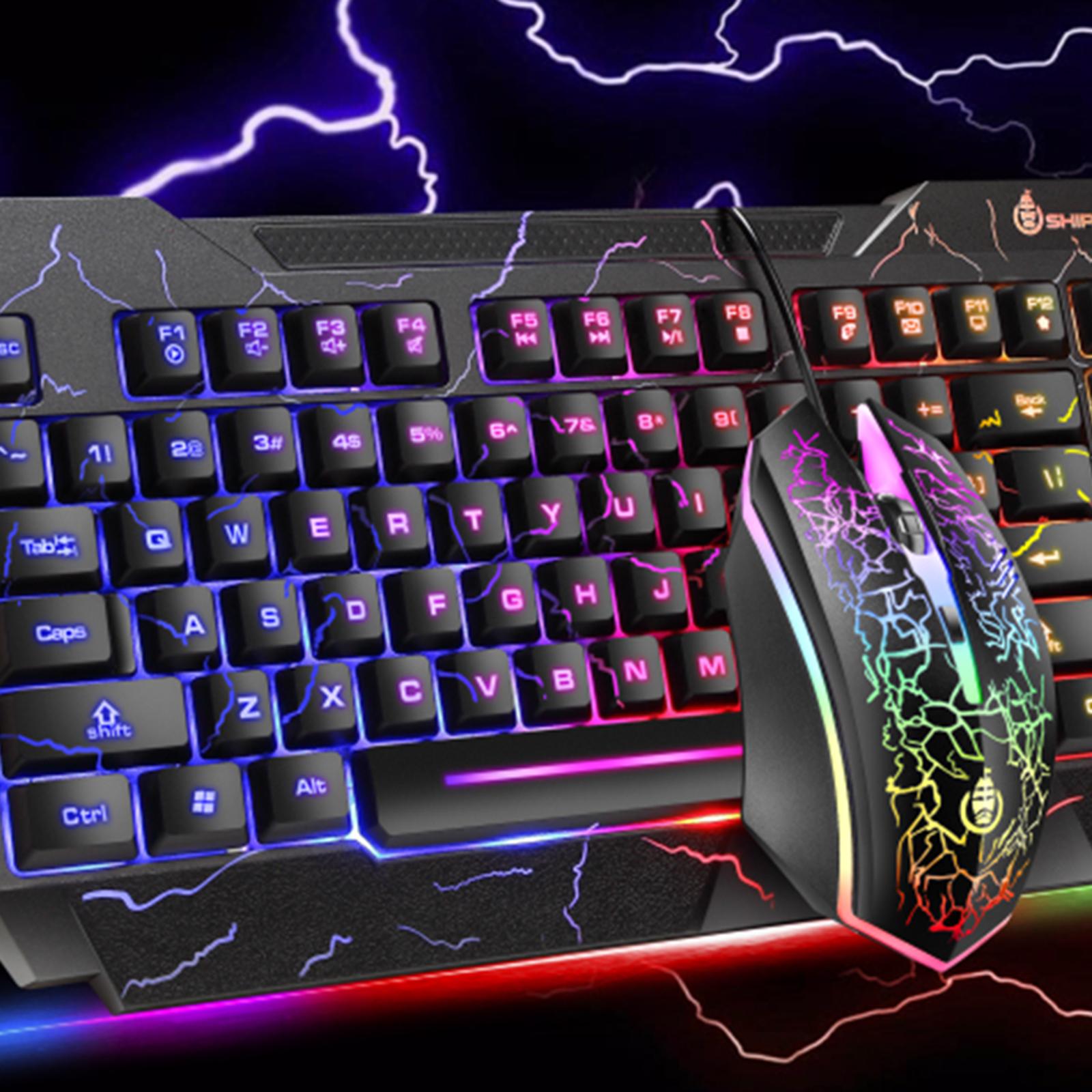 LED Gaming Keyboard and Mouse Combo RGB Hot Key Bottons Ergonomic USB for PC