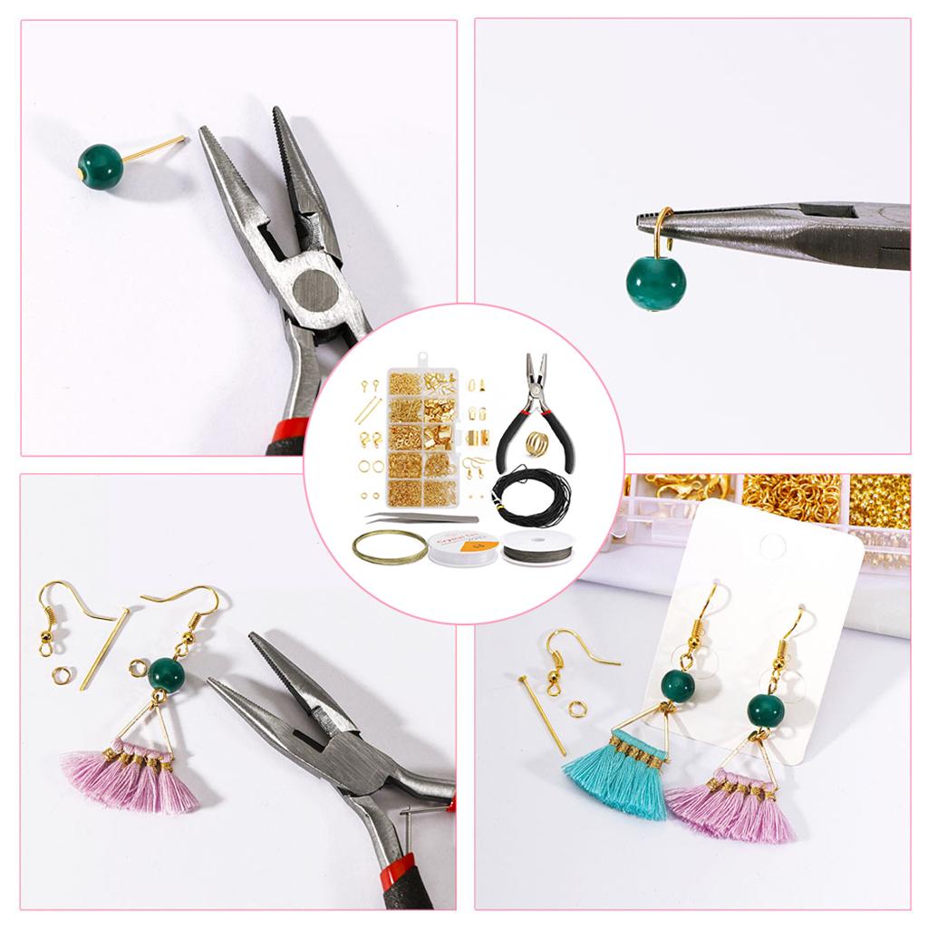 Jewelry Findings Kits DIY Earrings Adults Beading Repair Tools gold