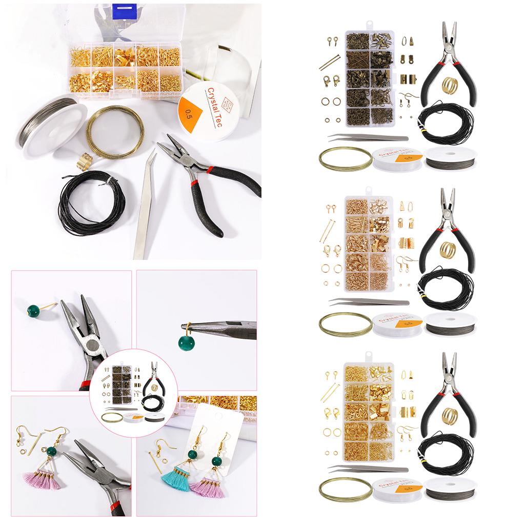 Jewelry Findings Kits DIY Earrings Adults Beading Repair Tools gold