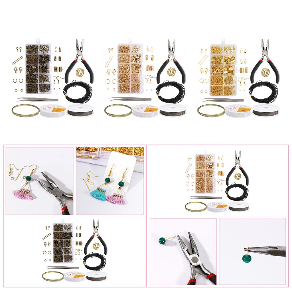 Jewelry Findings Kits DIY Earrings Adults Beading Repair Tools gold