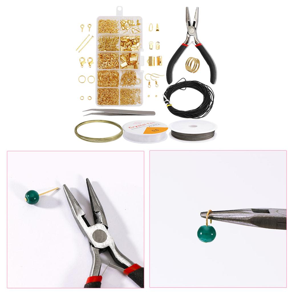 Jewelry Findings Kits DIY Earrings Adults Beading Repair Tools gold