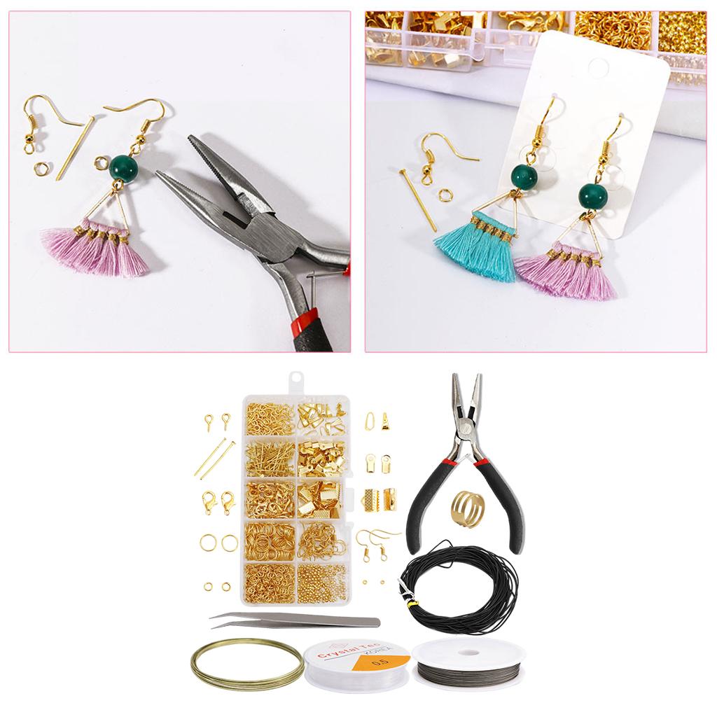 Jewelry Findings Kits DIY Earrings Adults Beading Repair Tools gold