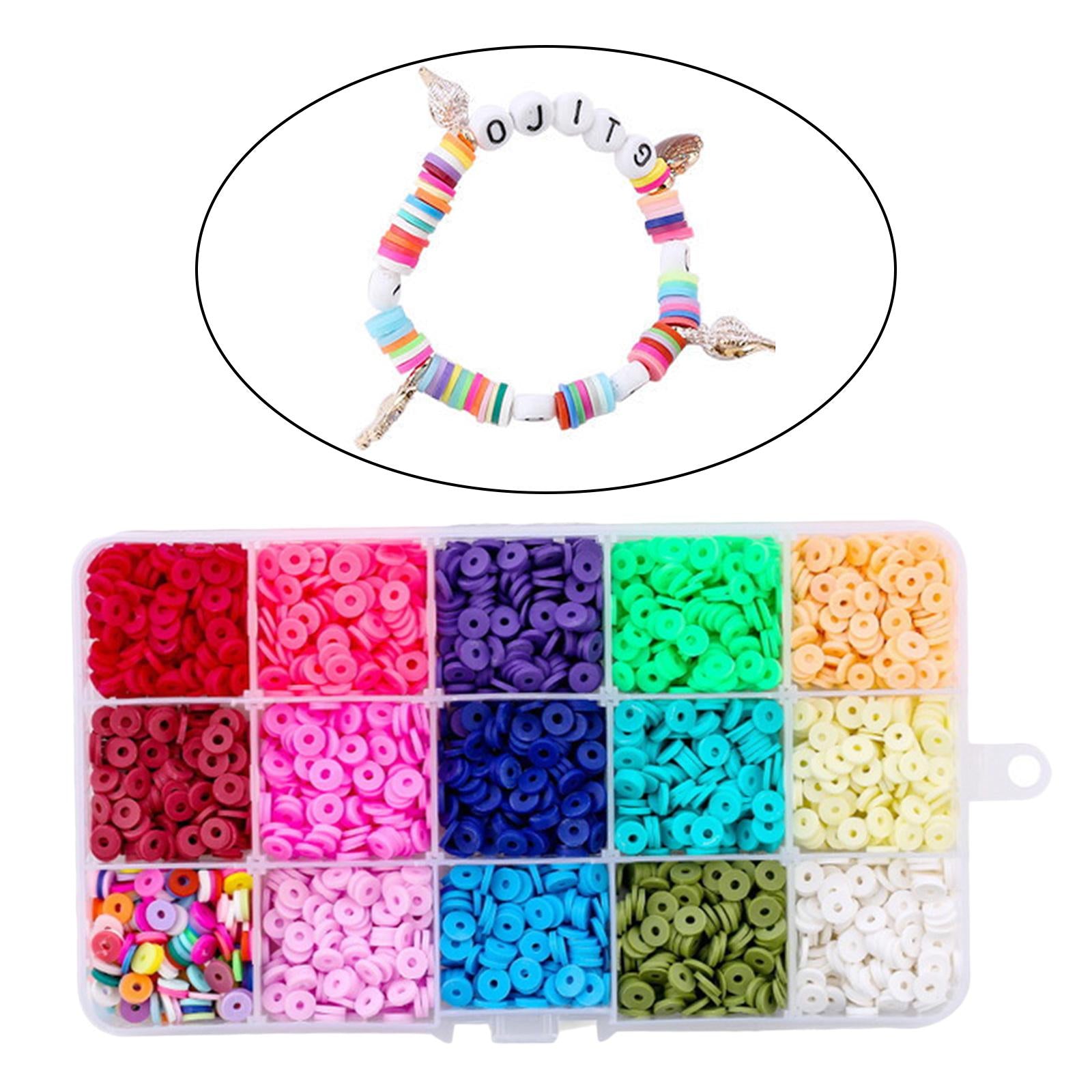 Multi Colors Flat Polymer Clay Beads Spacer Beads DIY Jewelry Finding Crafts 15 Grid