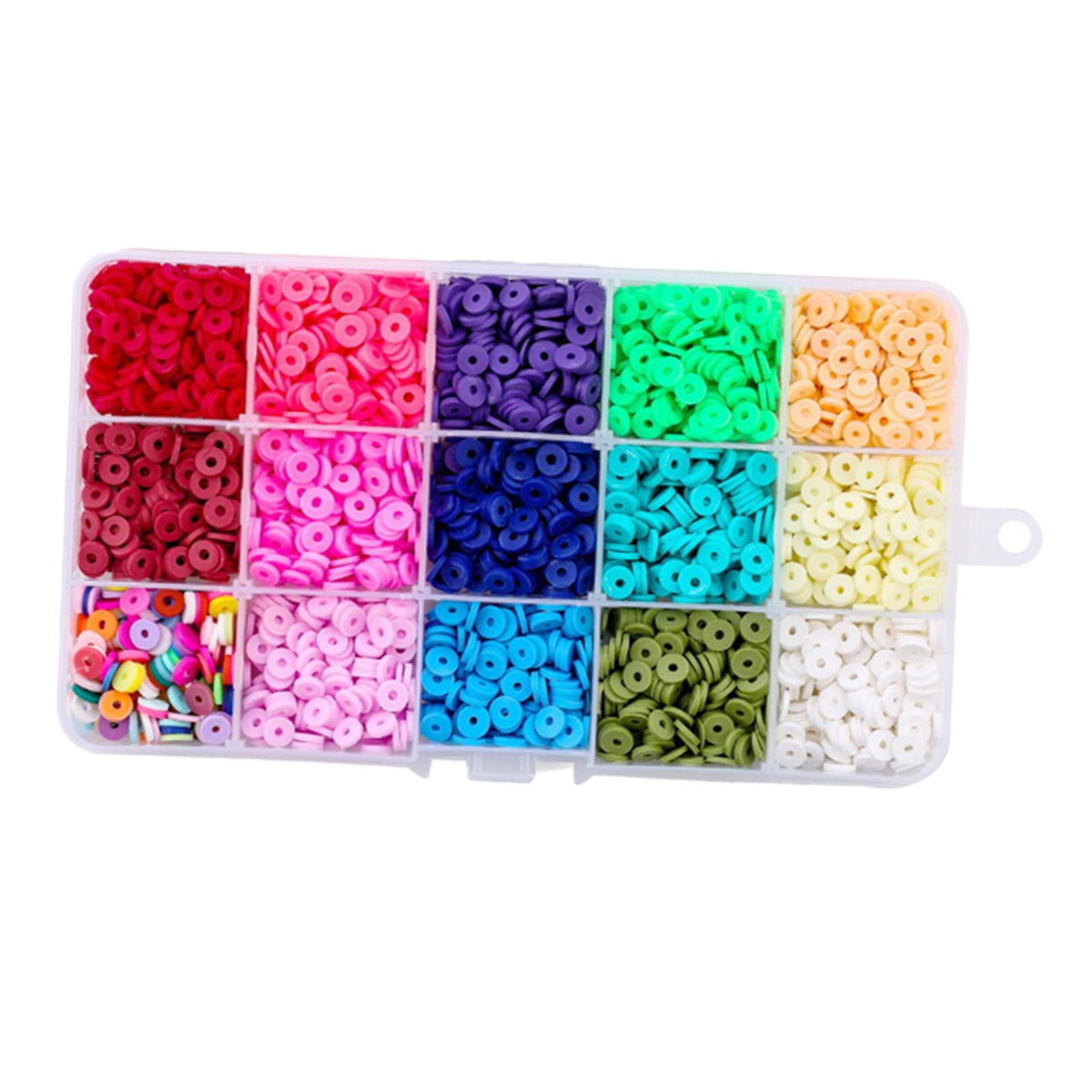 Multi Colors Flat Polymer Clay Beads Spacer Beads DIY Jewelry Finding Crafts 15 Grid