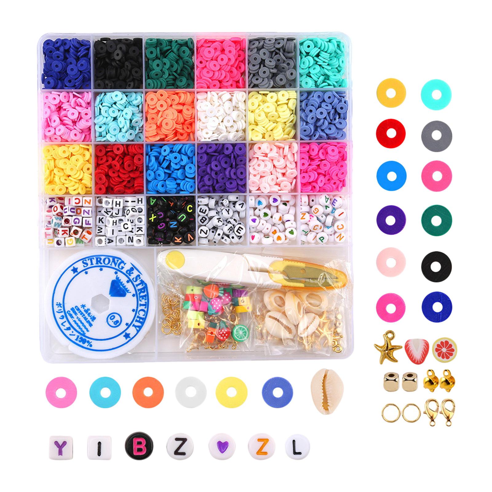 Multi Colors Flat Polymer Clay Beads Spacer Beads DIY Jewelry Finding Crafts 18 Grid Letter Bead