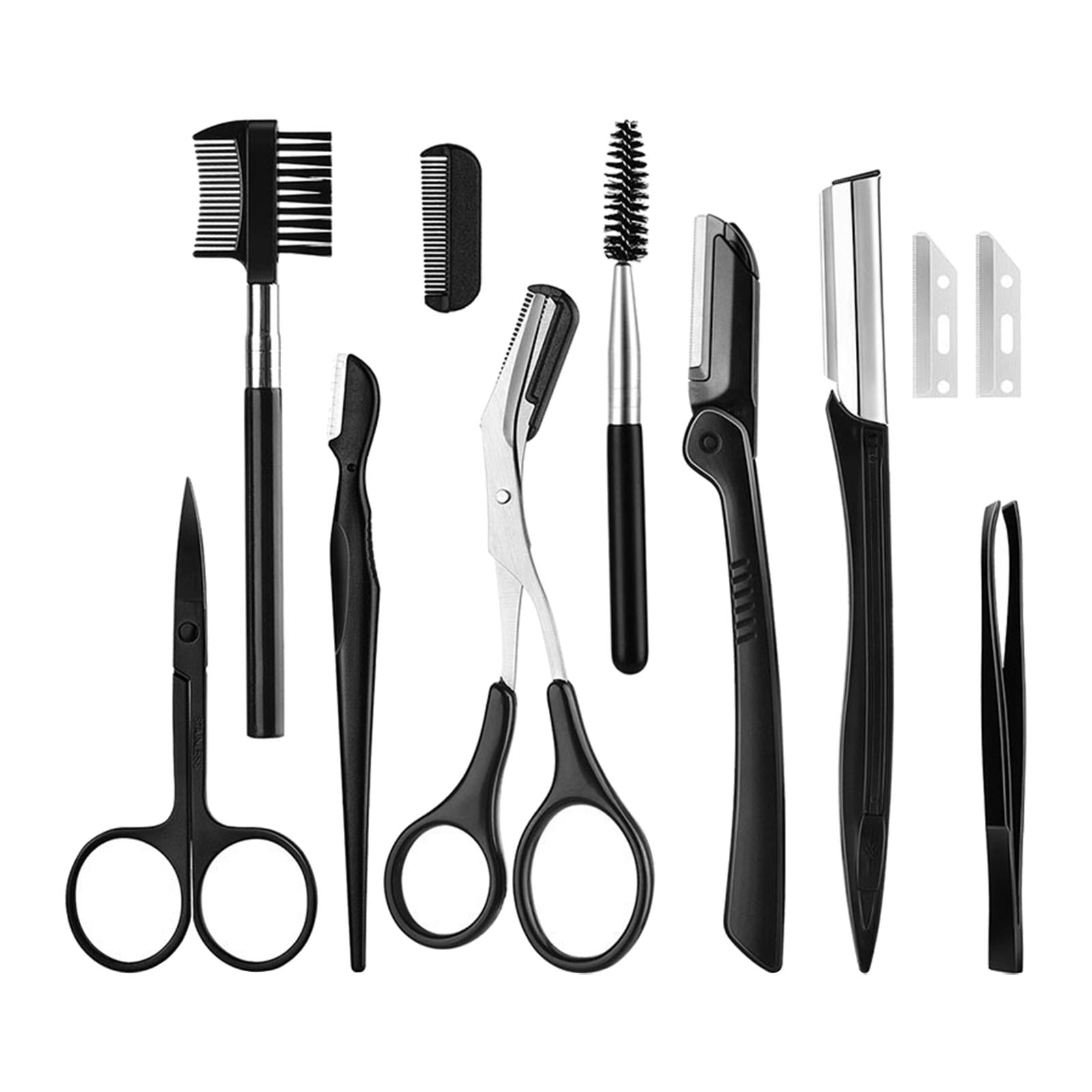 11 Pcs Eyebrow Tweezer Scissor Trimmer Set Eye Brow Grooming Kit Men Women