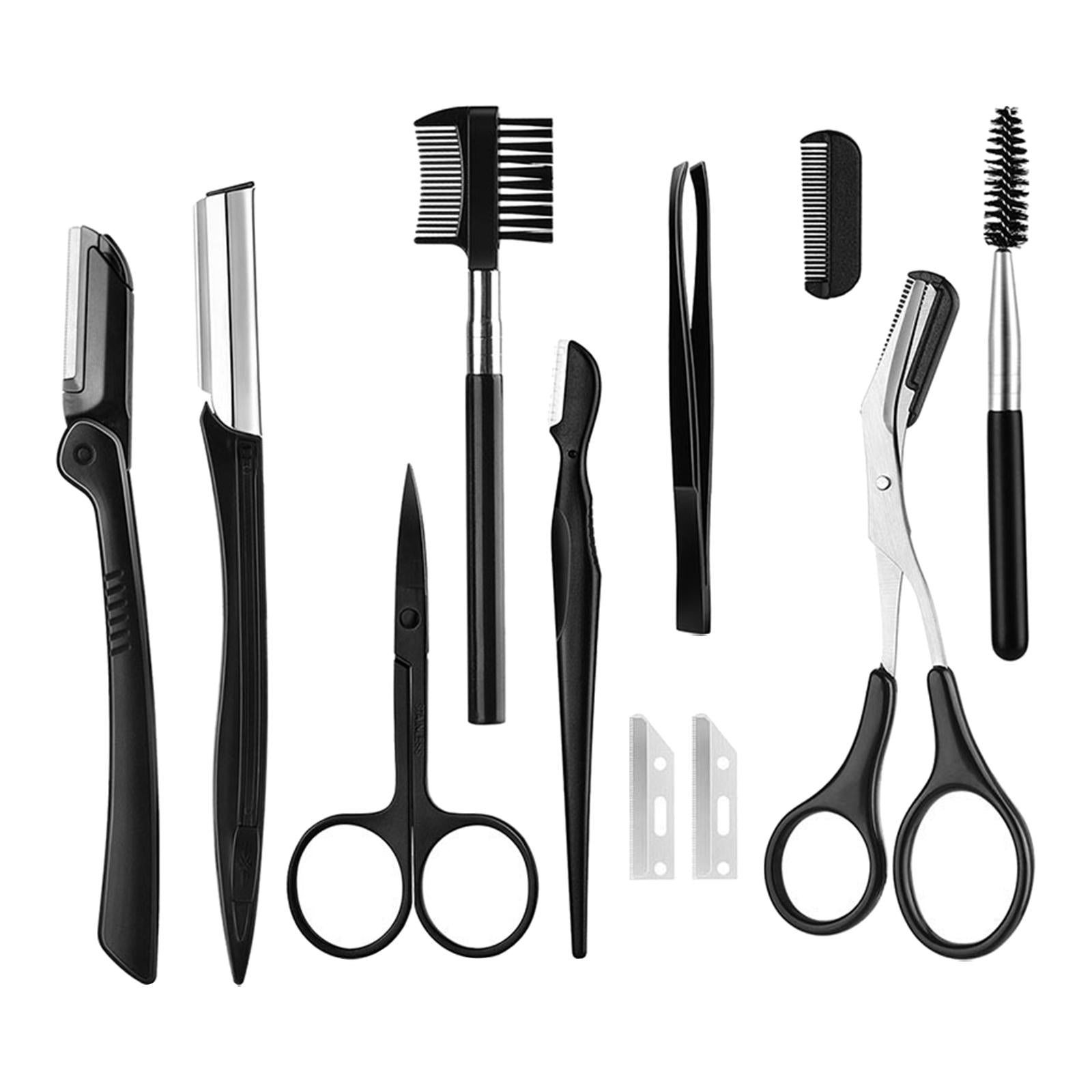 11 Pcs Eyebrow Tweezer Scissor Trimmer Set Eye Brow Grooming Kit Men Women