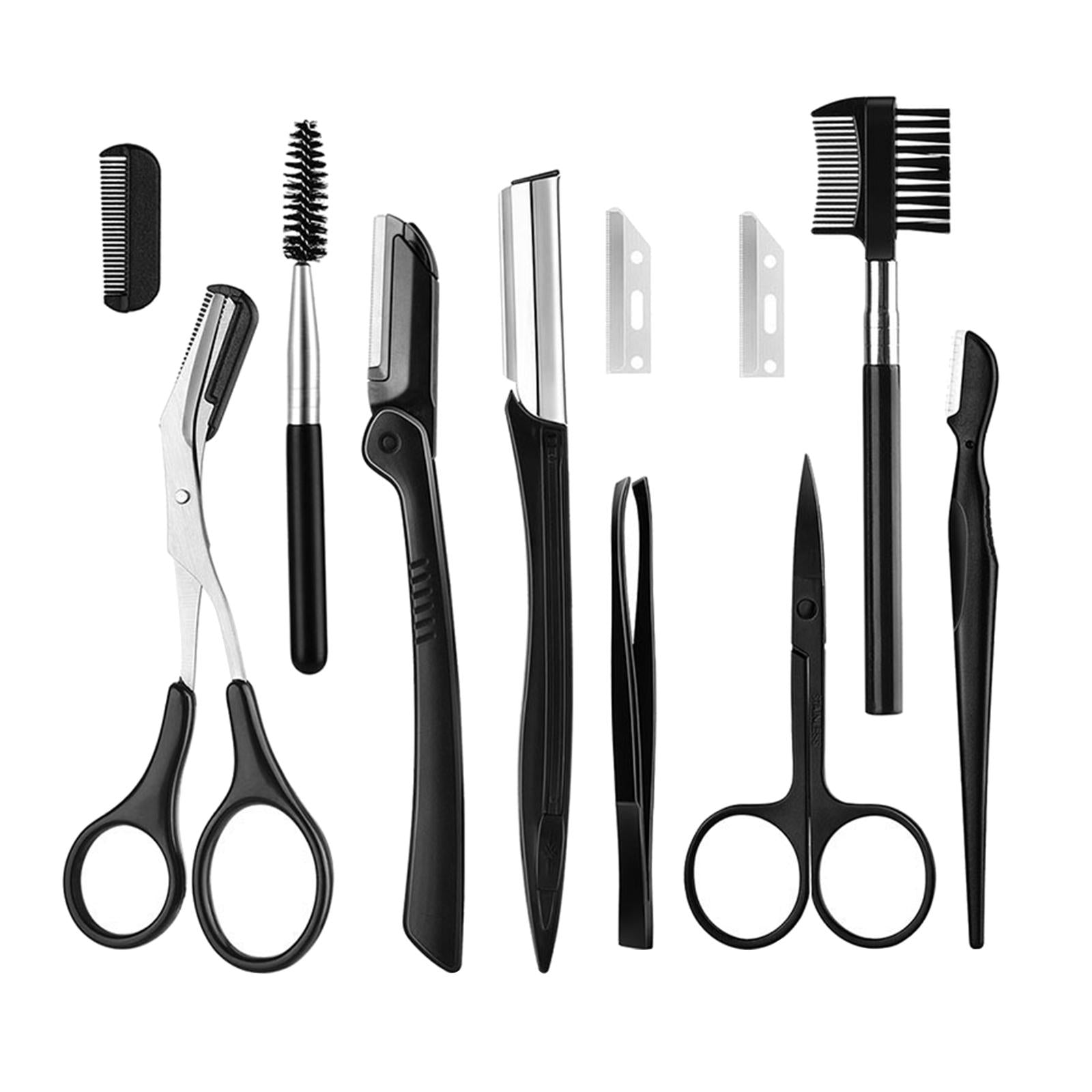 11 Pcs Eyebrow Tweezer Scissor Trimmer Set Eye Brow Grooming Kit Men Women