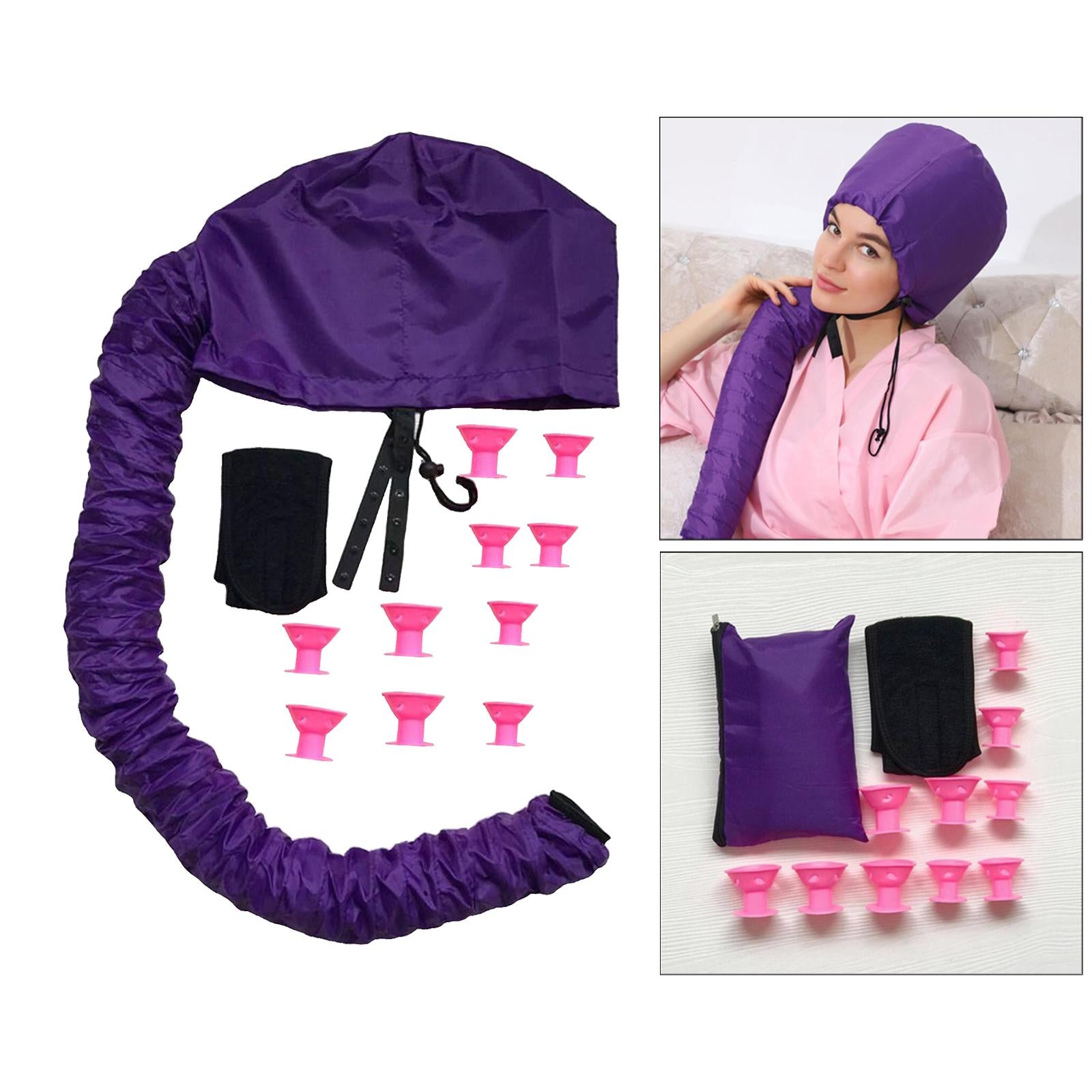 Portable Bonnet Hood Cover Hair Dryer Attachment Retractable Hose Purple