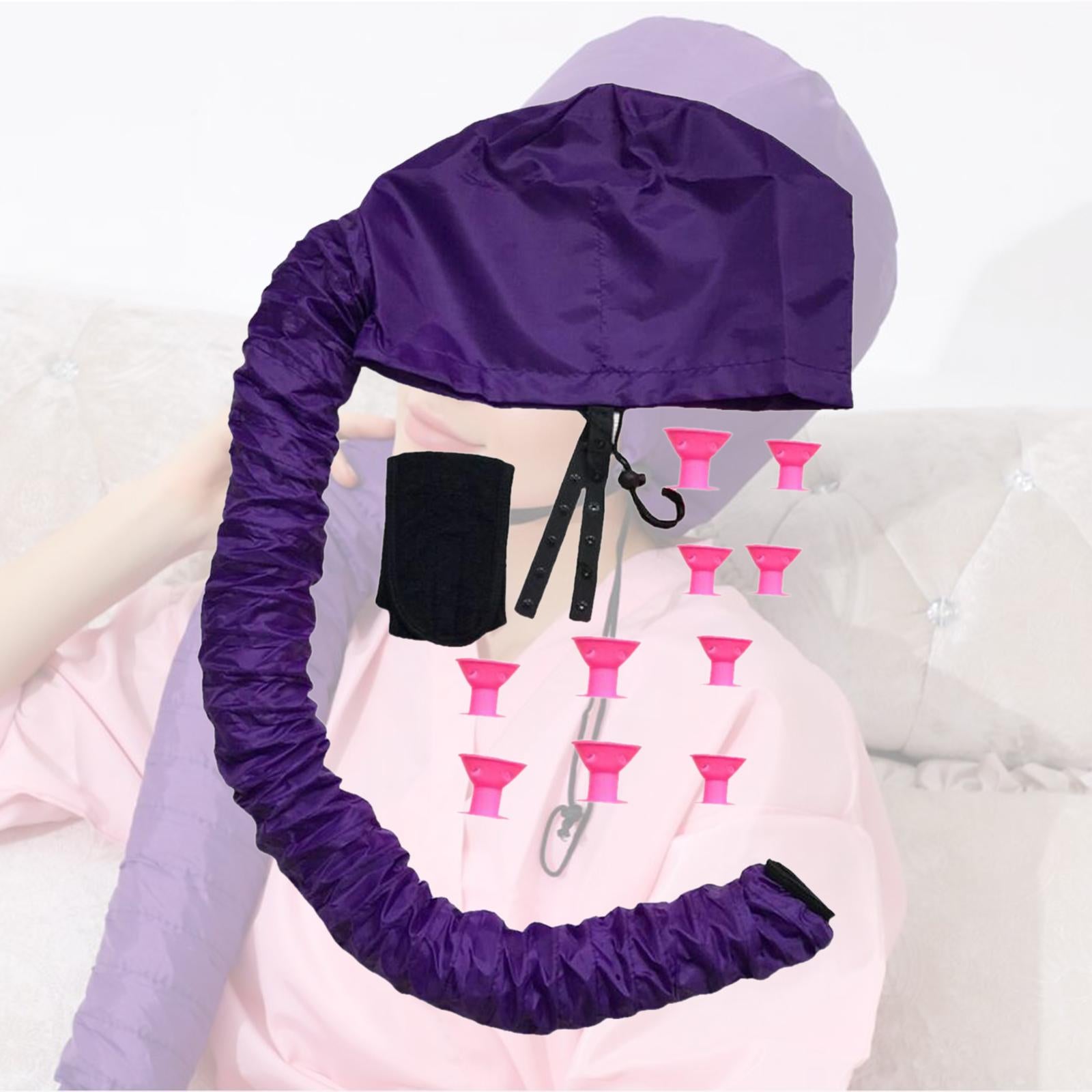 Portable Bonnet Hood Cover Hair Dryer Attachment Retractable Hose Purple