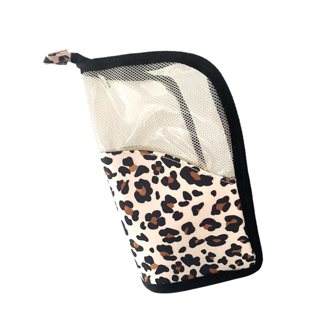 Stand Foldable Makeup Brush Bag Organizer for Beauty Female Leopard Print