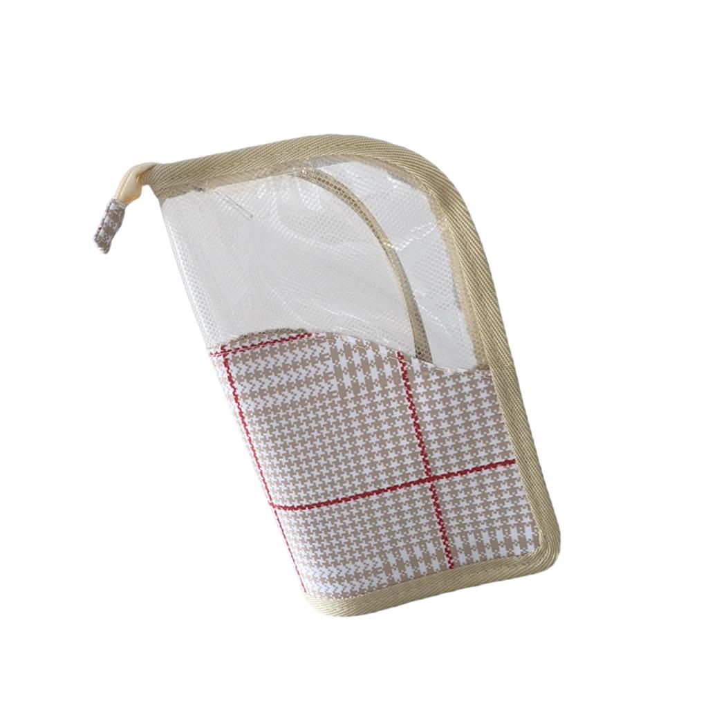 Stand Foldable Makeup Brush Bag Organizer for Beauty Female White Plaid