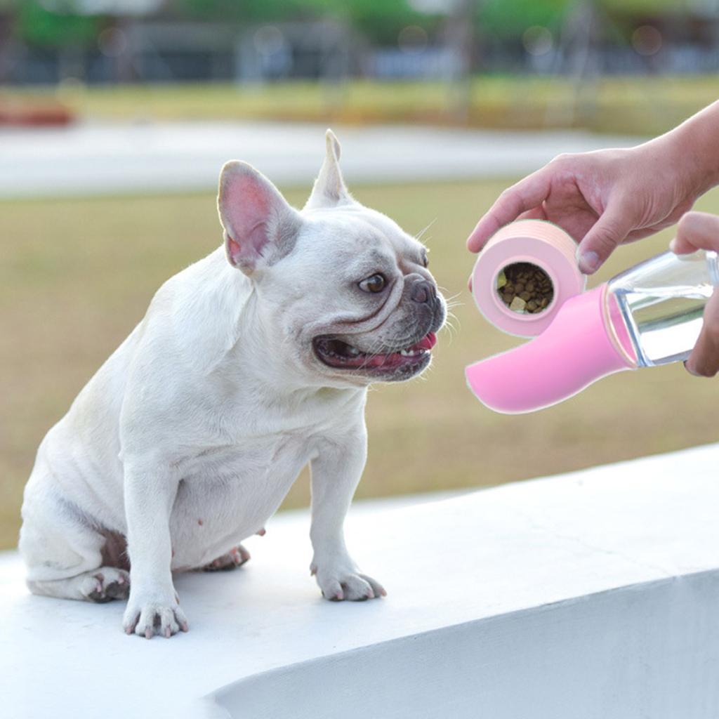 Dog Water Bottle Leakproof Portable Water & Food Dispenser for Outdoor Pink