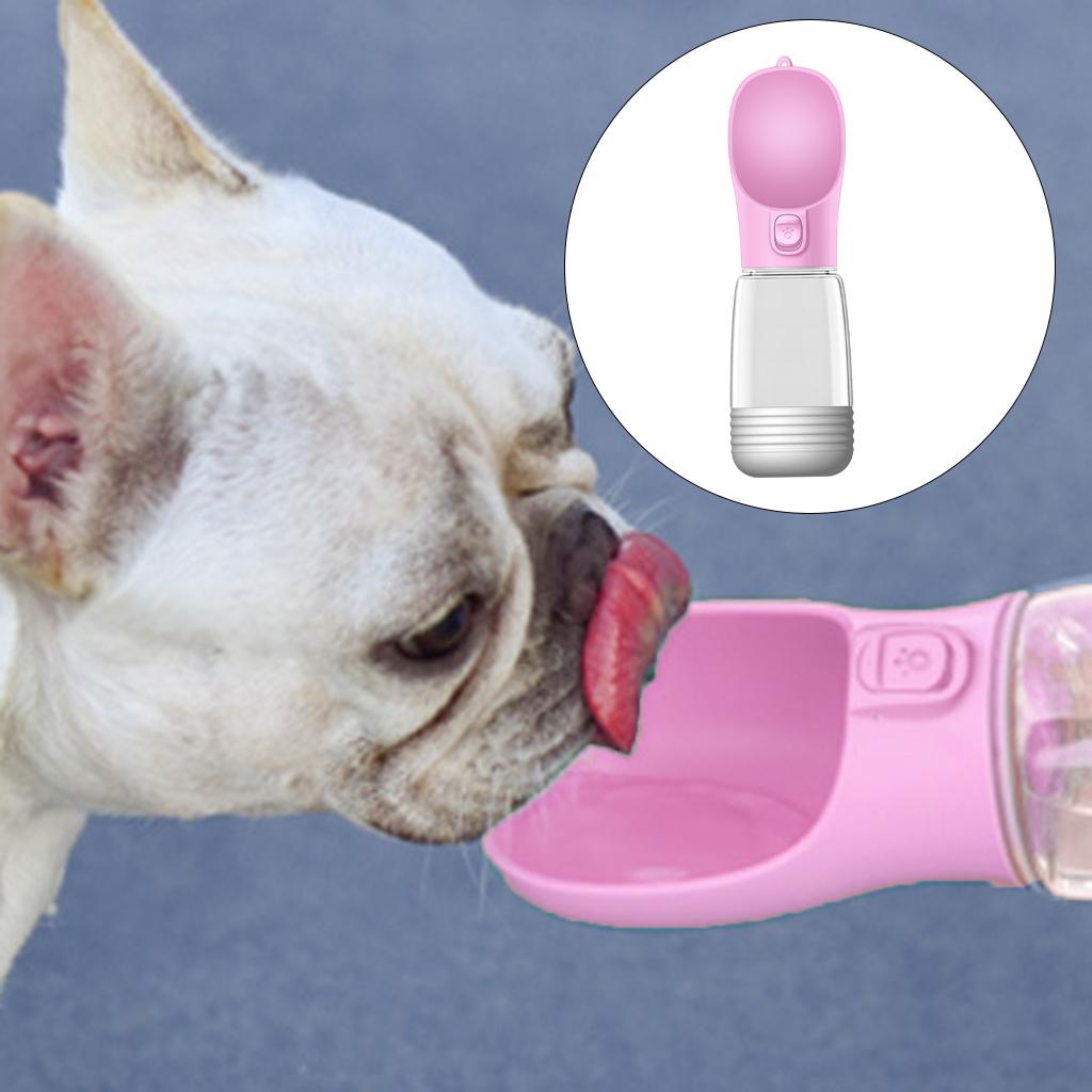 Dog Water Bottle Leakproof Portable Water & Food Dispenser for Outdoor Pink