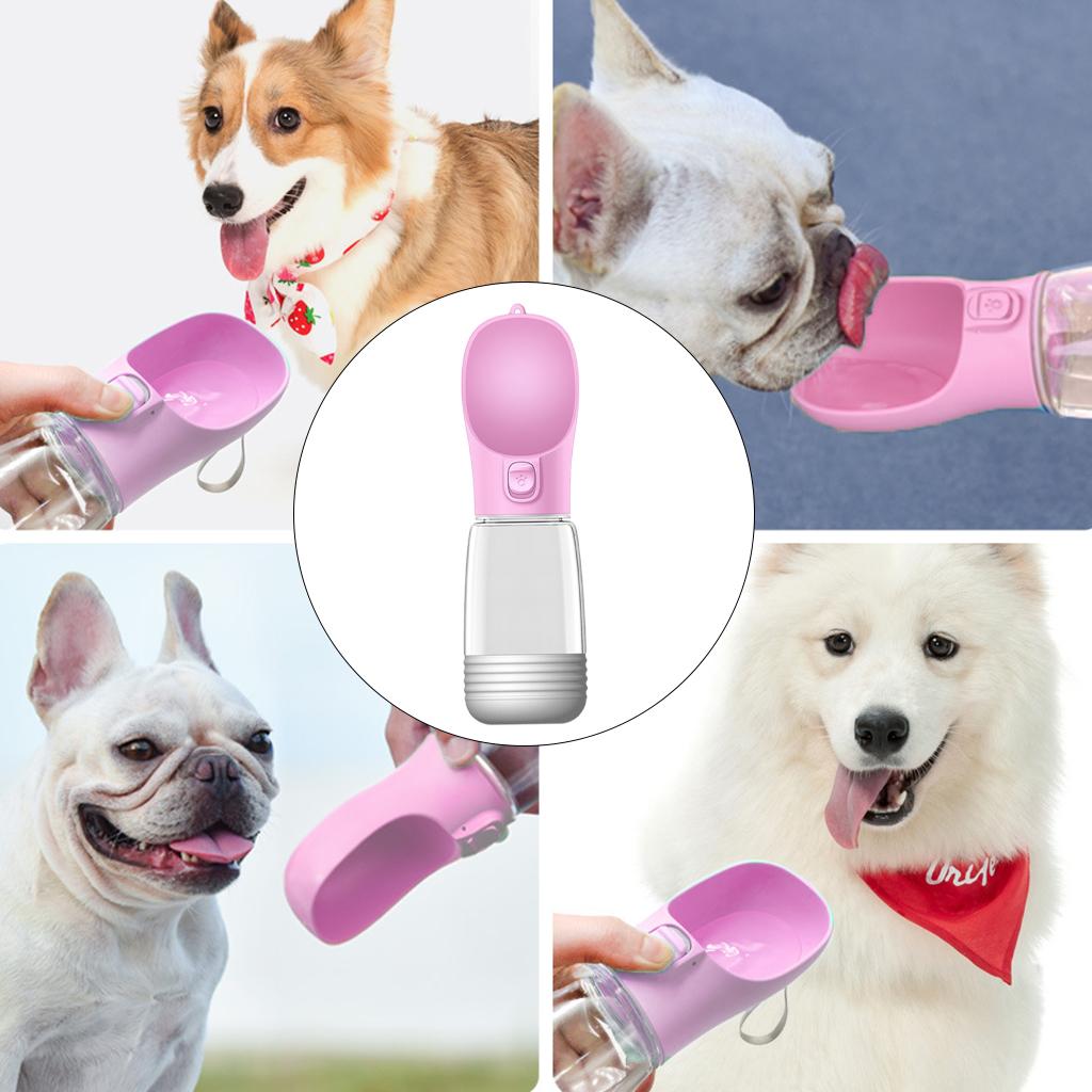 Dog Water Bottle Leakproof Portable Water & Food Dispenser for Outdoor Pink