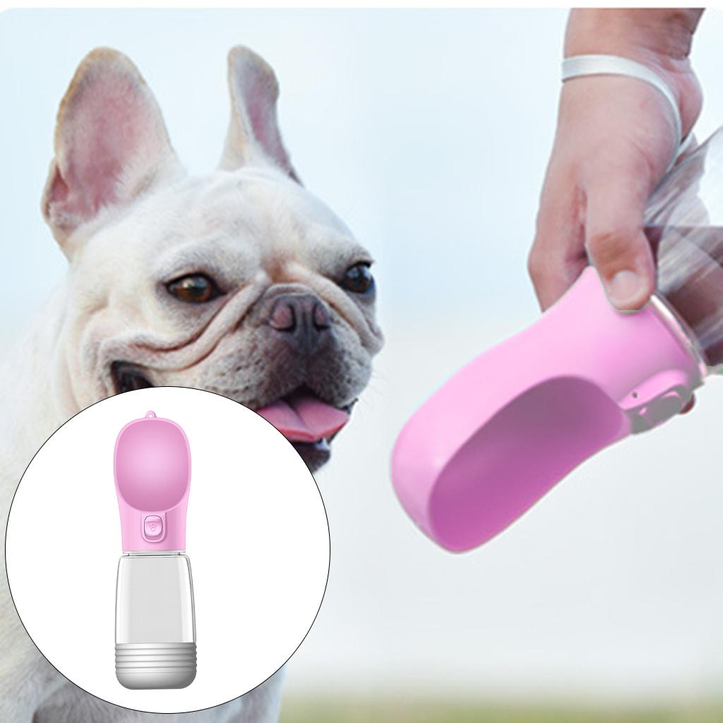 Dog Water Bottle Leakproof Portable Water & Food Dispenser for Outdoor Pink