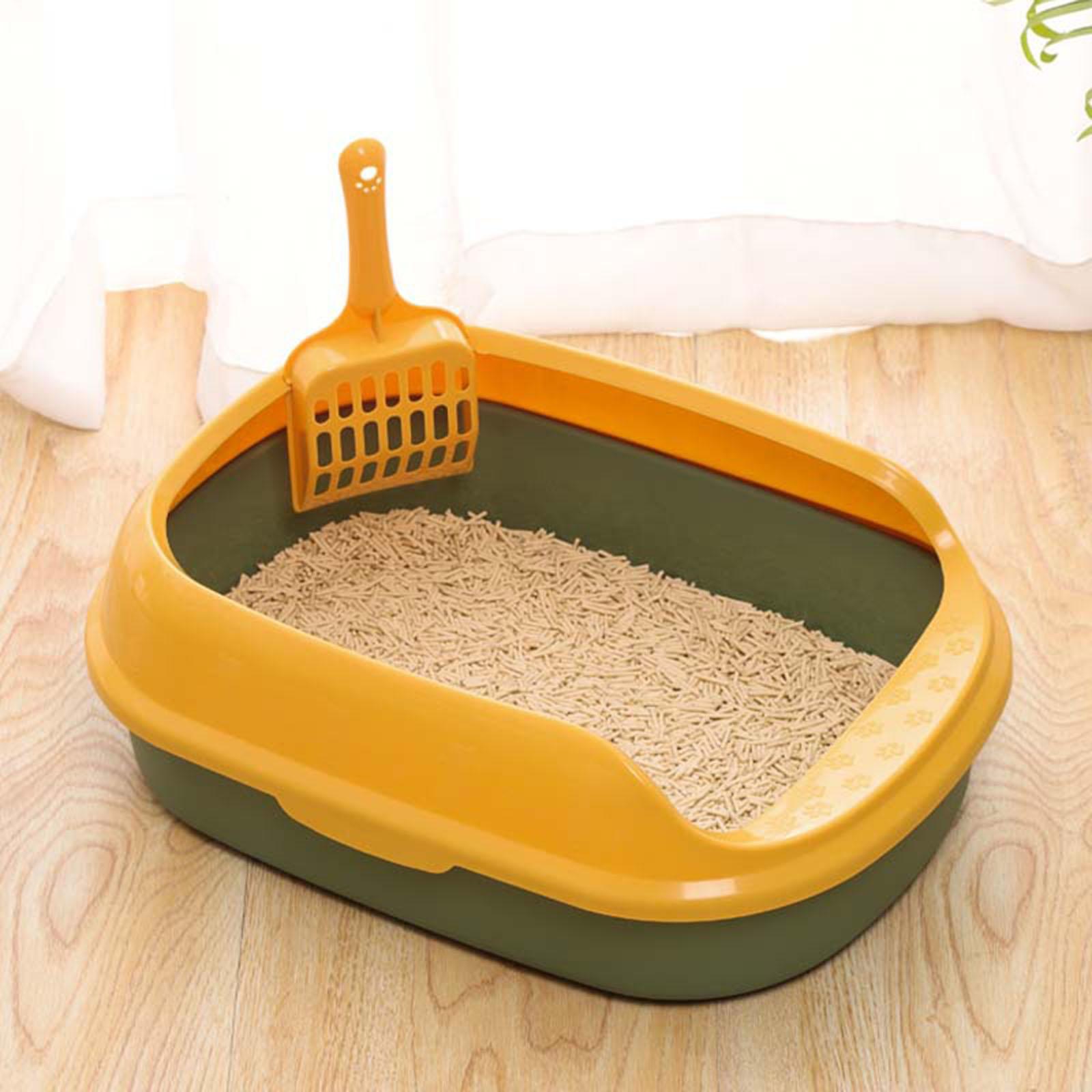 Cat Litter Box Pet Litter Tray Kitten Pan Toilet Shovel Bedpan Green