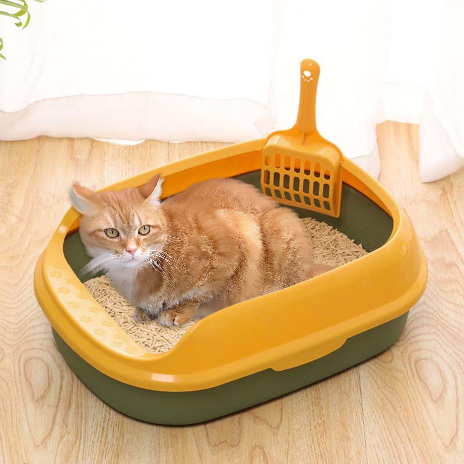 Cat Litter Box Pet Litter Tray Kitten Pan Toilet Shovel Bedpan Green