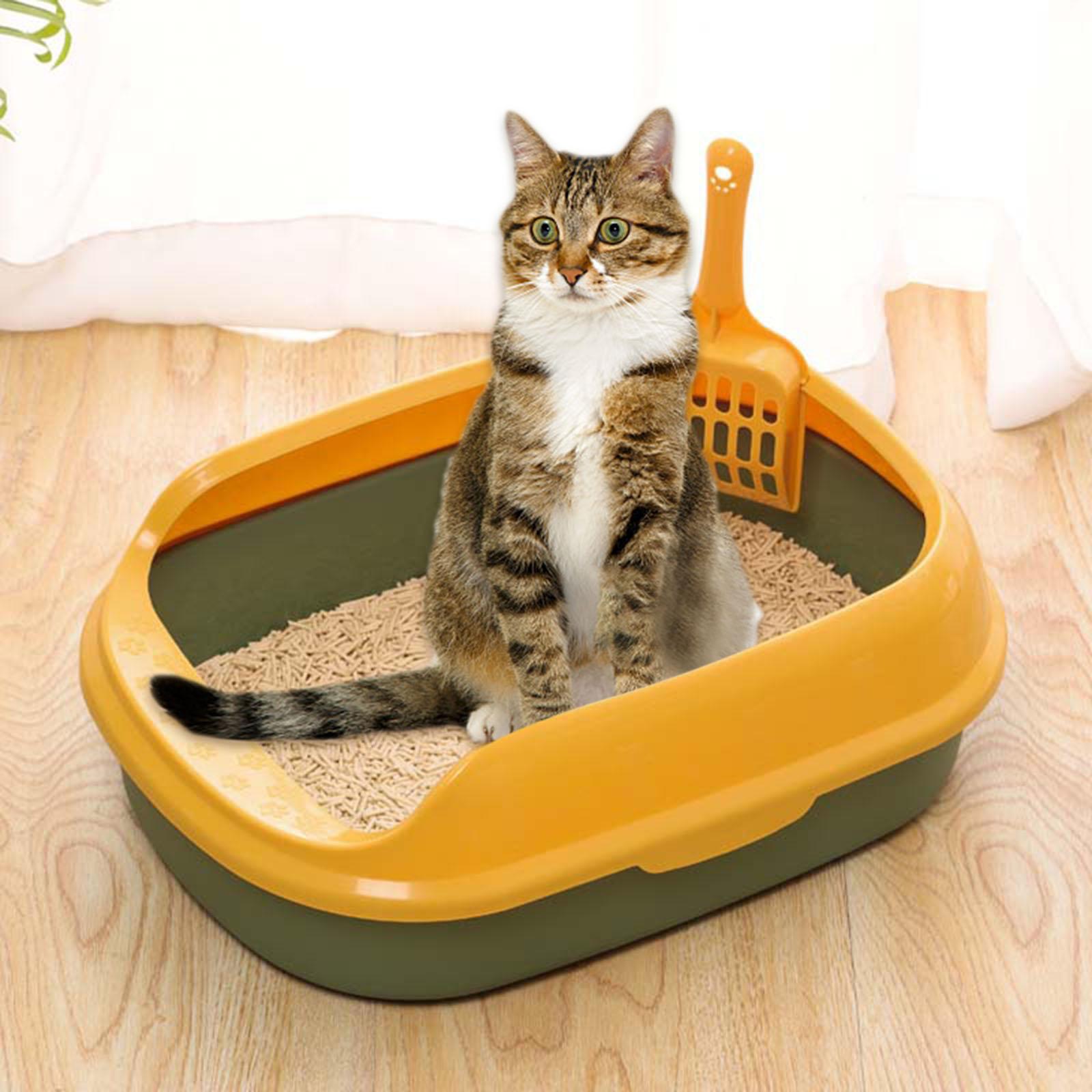 Cat Litter Box Pet Litter Tray Kitten Pan Toilet Shovel Bedpan Green