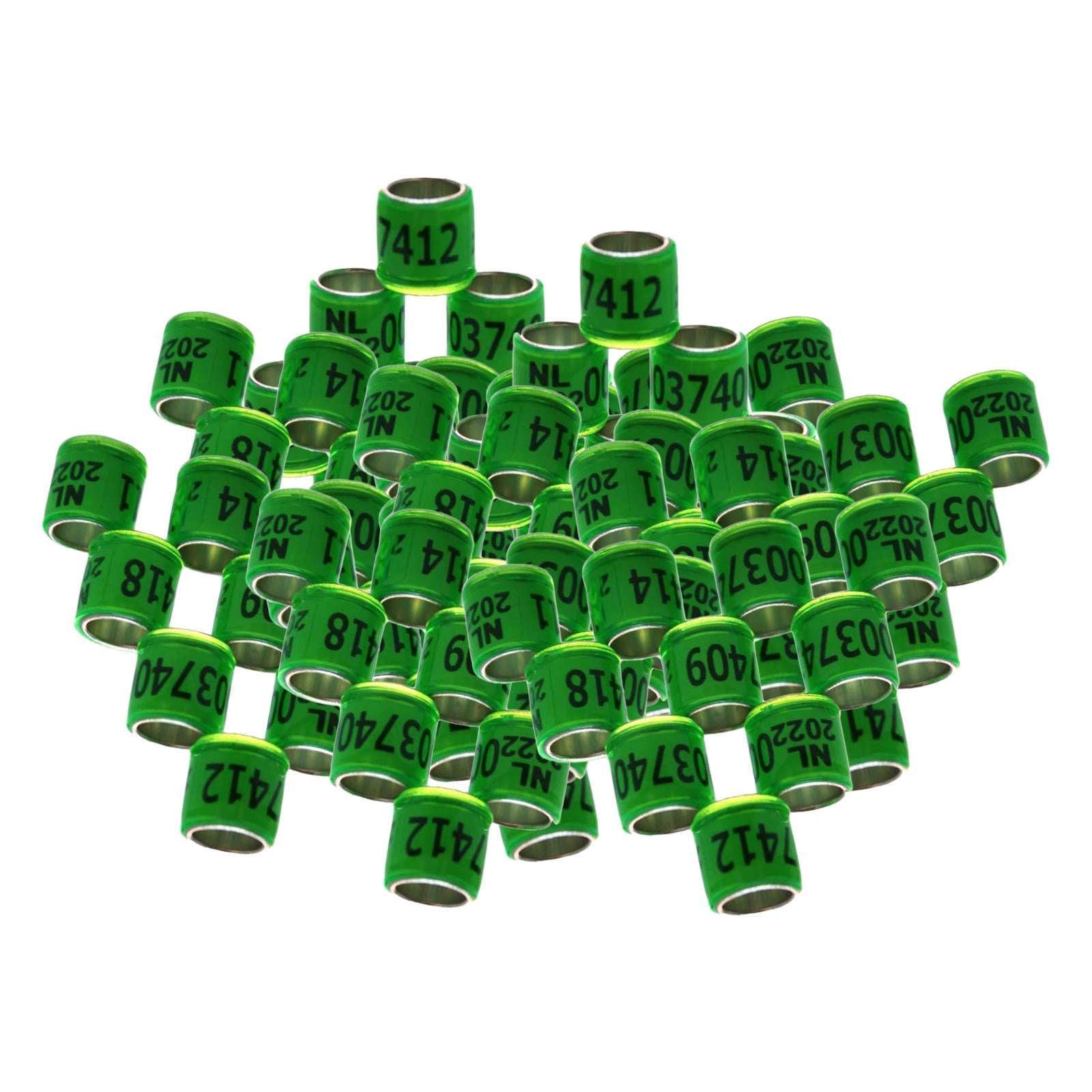 100Pcs 2022 Aluminium Dove Racing Pigeon Foot Rings Bands 8mm Grass Green