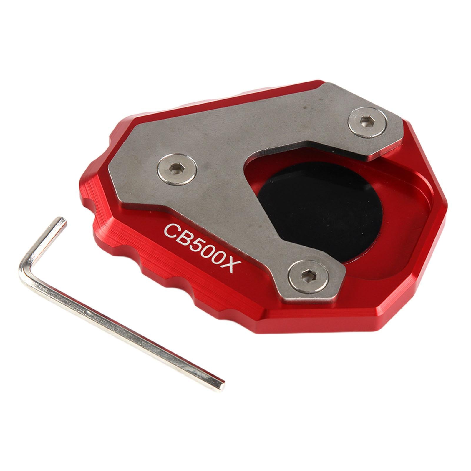 CNC Aluminum Side Stand Enlarger Kickstand Extension Pad For HONDA Red