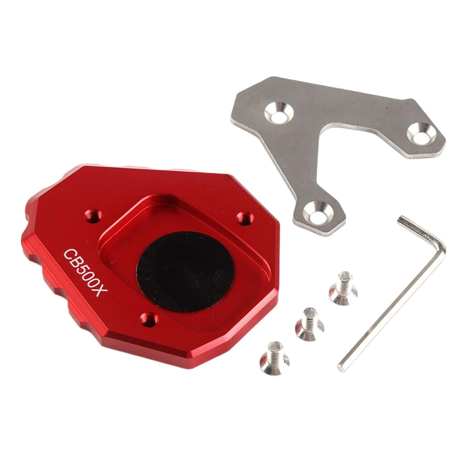 CNC Aluminum Side Stand Enlarger Kickstand Extension Pad For HONDA Red