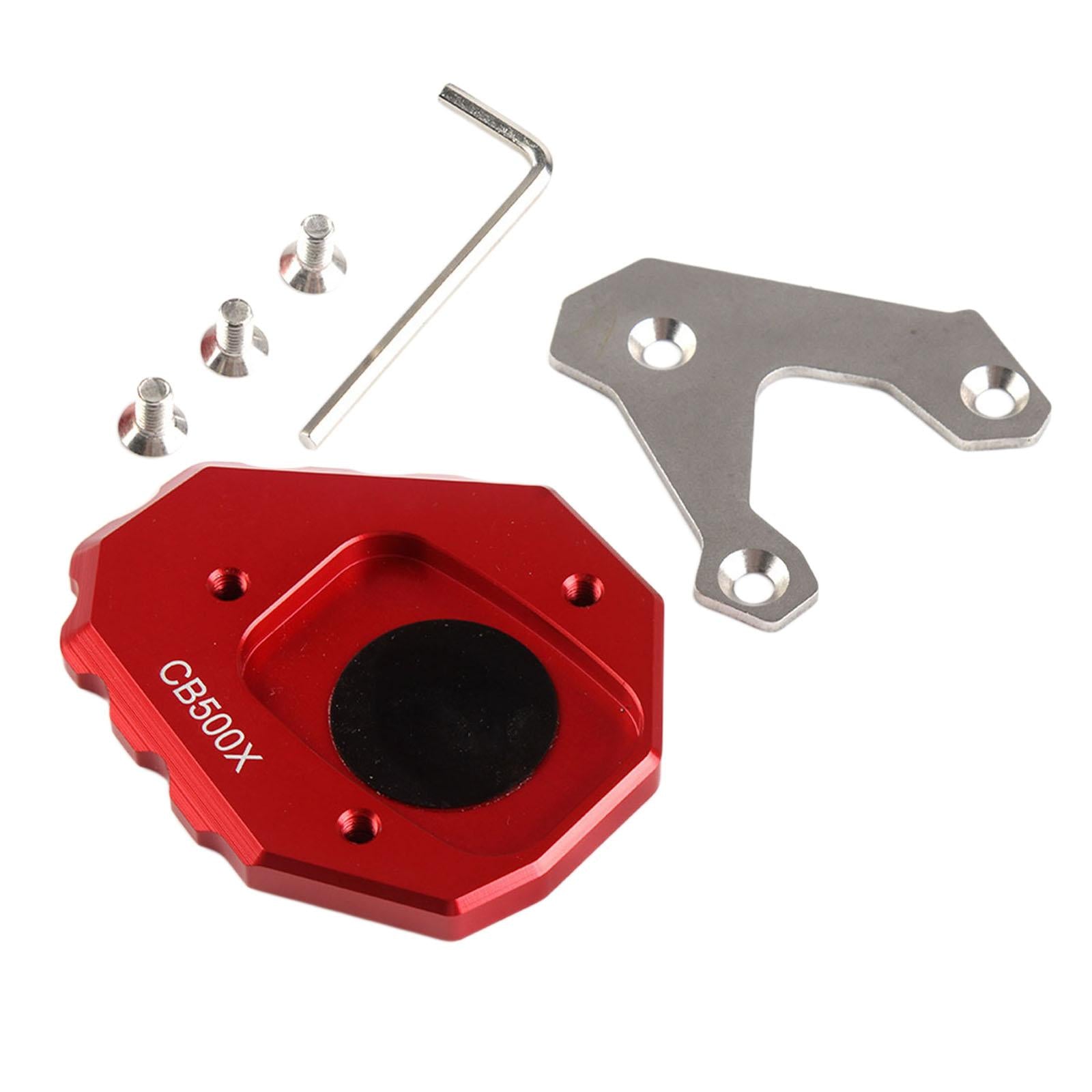 CNC Aluminum Side Stand Enlarger Kickstand Extension Pad For HONDA Red