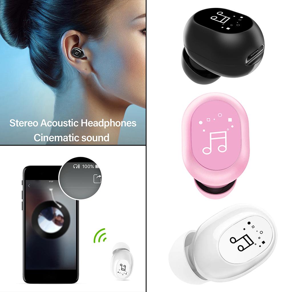 Mini In-Ear Wireless Earphone Headset Touch Control for Phones Hiking Black