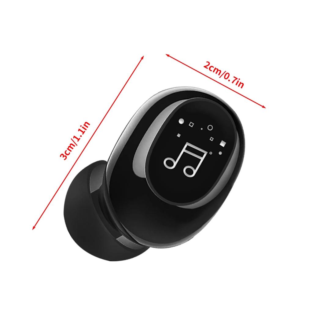 Mini In-Ear Wireless Earphone Headset Touch Control for Phones Hiking Black