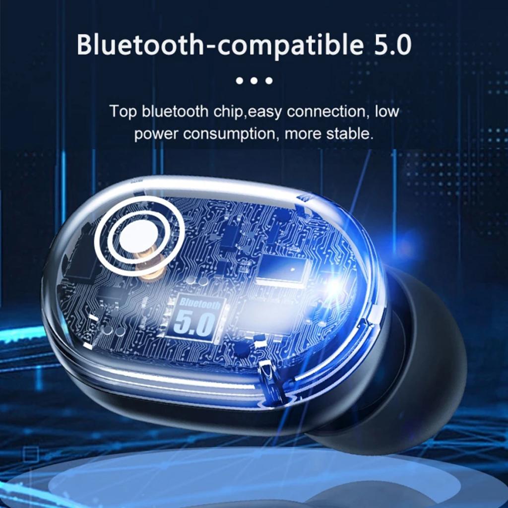 Single Bluetooth 5.0 Earbud Wireless Earphone Headset Headphone with Mic Black