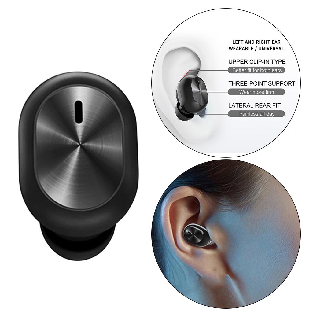 Single Bluetooth 5.0 Earbud Wireless Earphone Headset Headphone with Mic Black