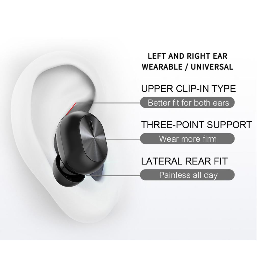 Single Bluetooth 5.0 Earbud Wireless Earphone Headset Headphone with Mic Black