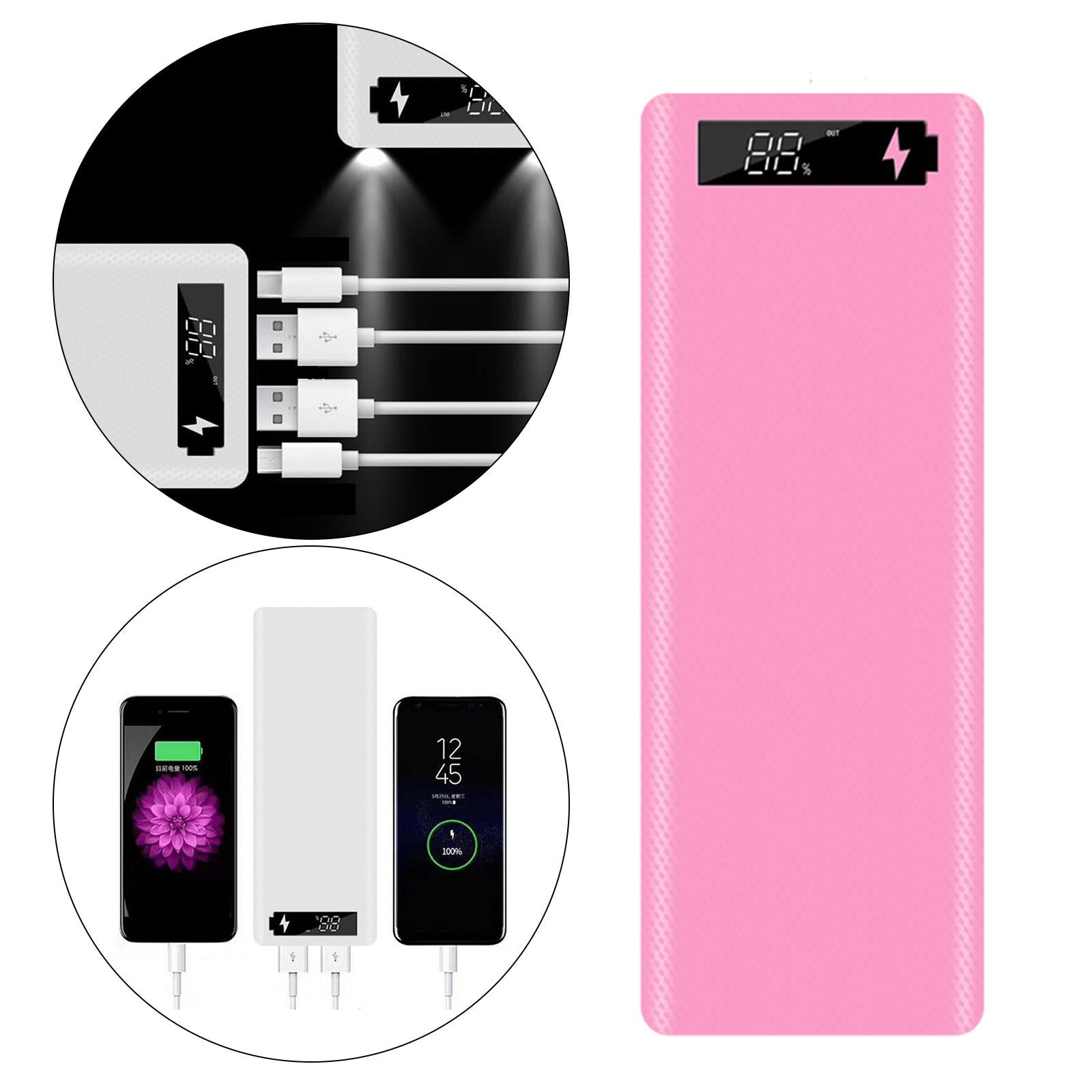 30000mAh 10x18650 Power Bank Dual USB for All USB Devices Pink