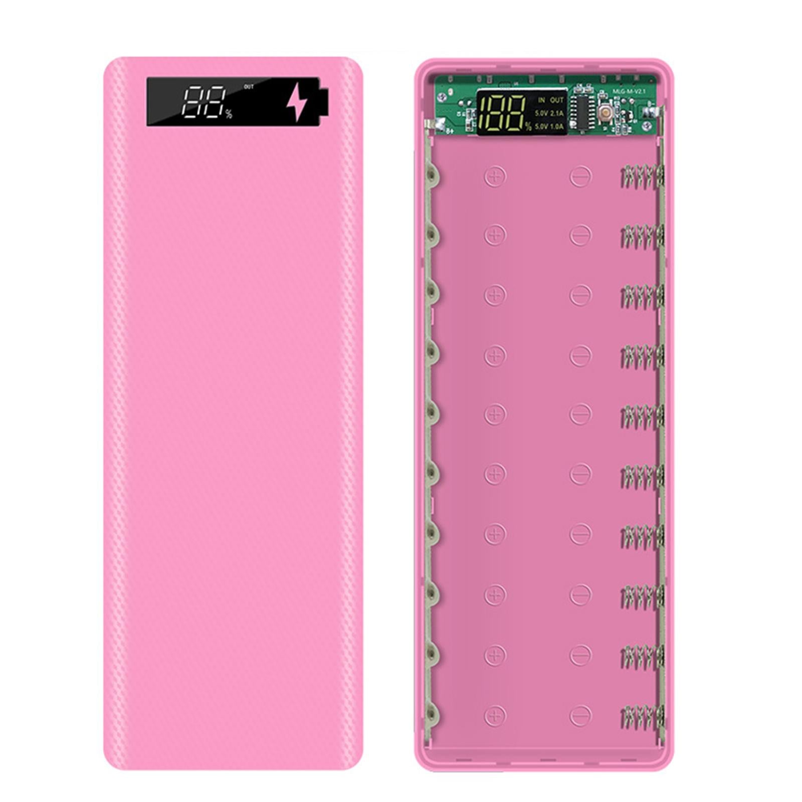 30000mAh 10x18650 Power Bank Dual USB for All USB Devices Pink