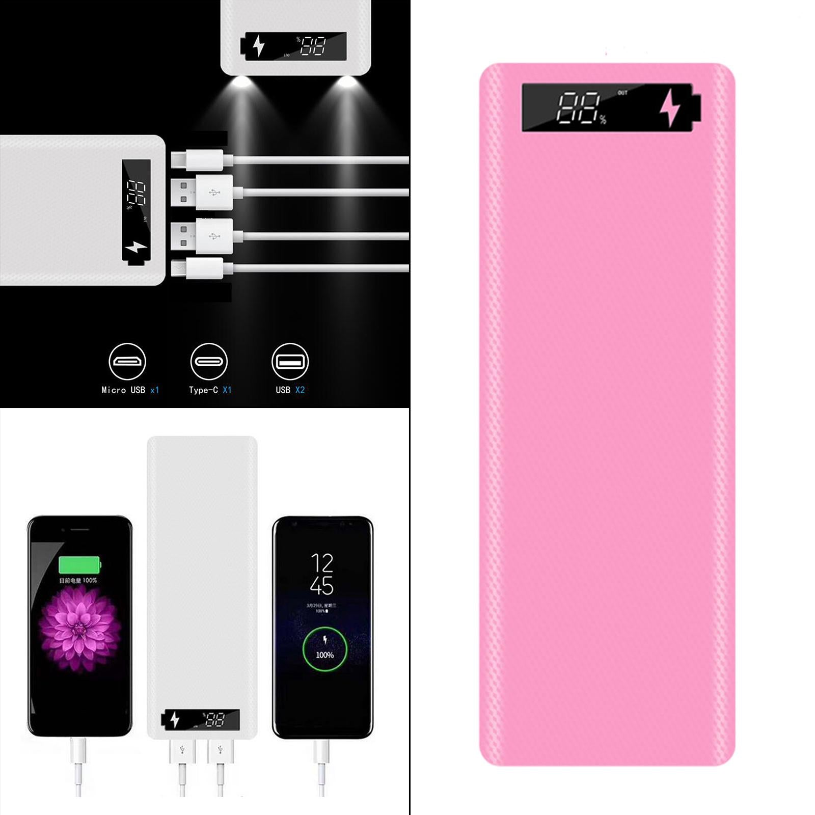 30000mAh 10x18650 Power Bank Dual USB for All USB Devices Pink