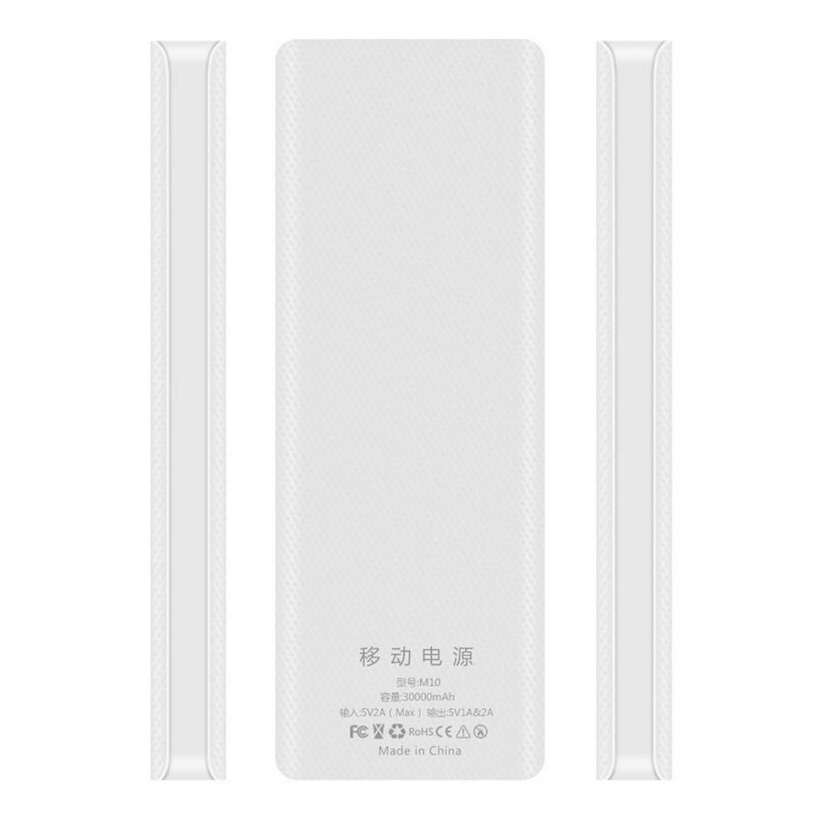 30000mAh 10x18650 Power Bank Dual USB for All USB Devices White