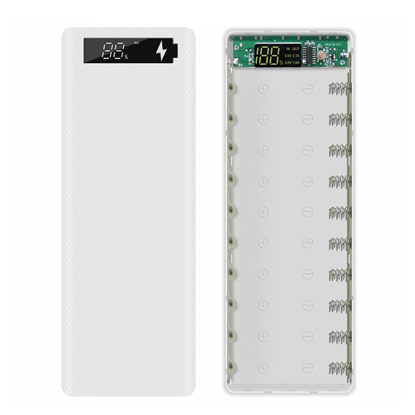 30000mAh 10x18650 Power Bank Dual USB for All USB Devices White