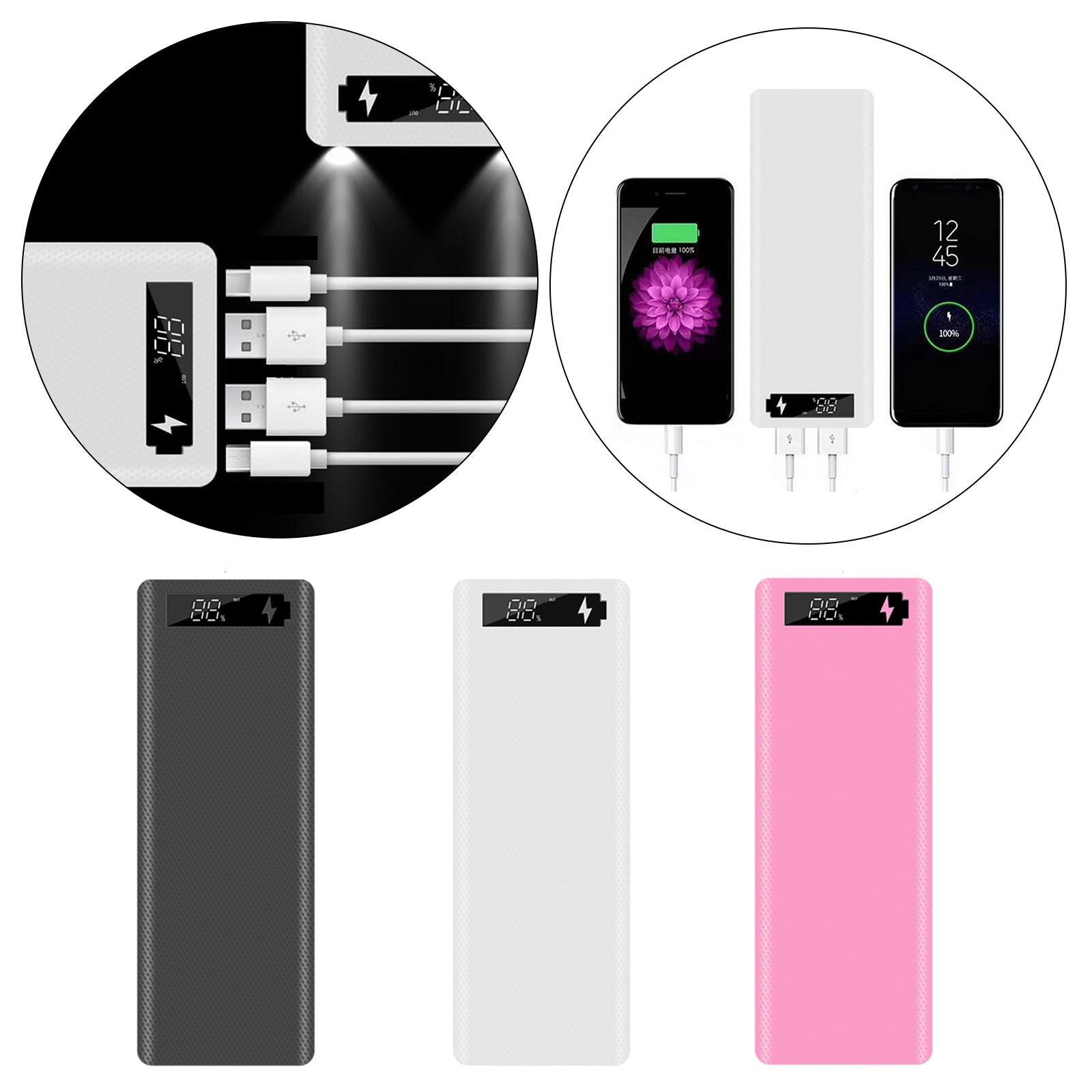 30000mAh 10x18650 Power Bank Dual USB for All USB Devices Black Quick Charge