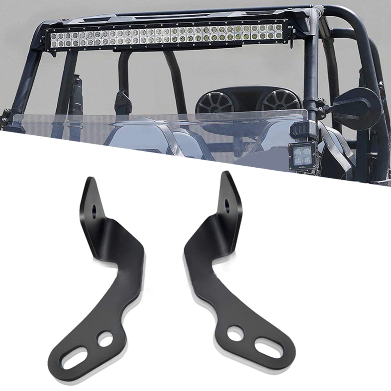 2Pc UTV ATV Work LED Light Bracket A-pillar Strip Lamp Mount Fit For Polaris