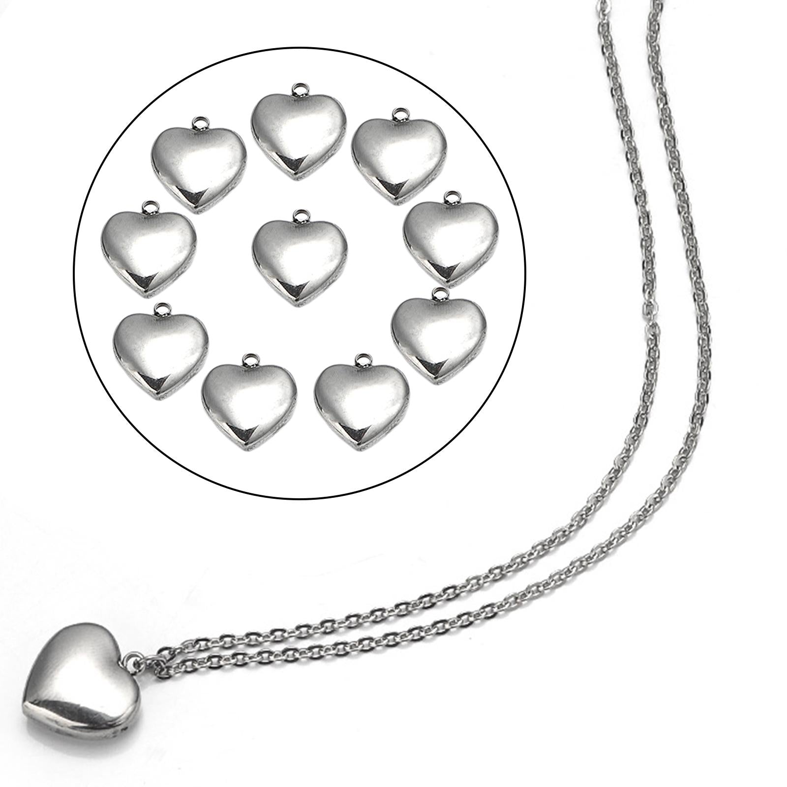 Stainless Steel Love Heart Pendant Jewelry Necklace Gift Birthday Present 14x15.5mm