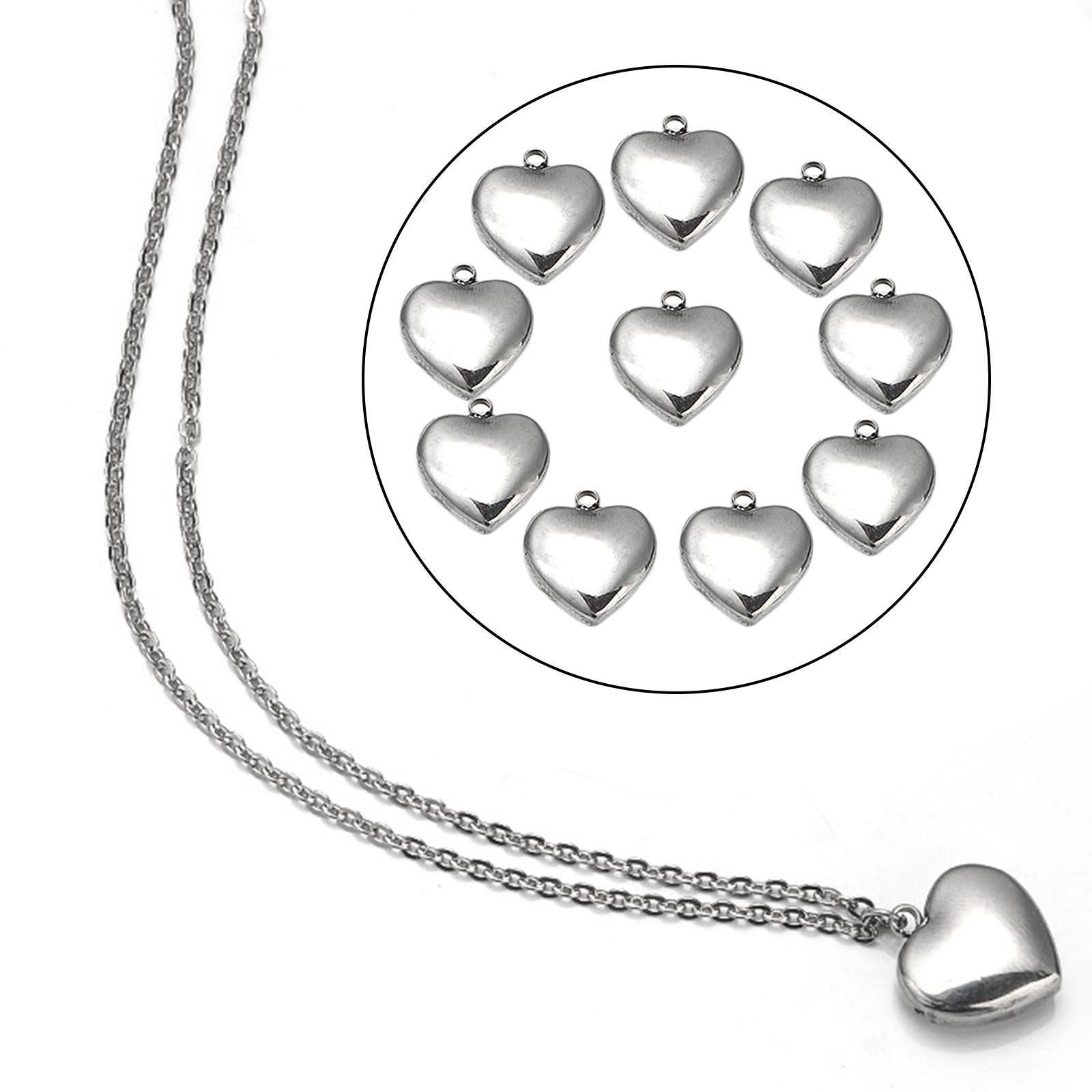 Stainless Steel Love Heart Pendant Jewelry Necklace Gift Birthday Present 14x15.5mm