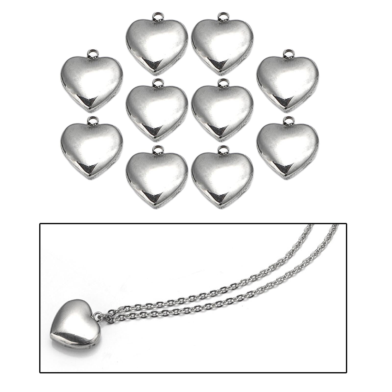 Stainless Steel Love Heart Pendant Jewelry Necklace Gift Birthday Present 14x15.5mm